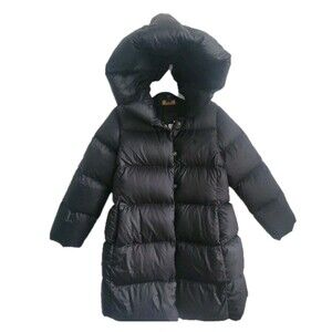 Polo Ralph Lauren Girls Black Down Quilted Hooded Puffer Long Jacket Size 5